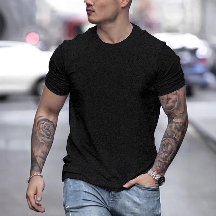 Herren lässiges T-Shirt mit strukturierter Oberfläche und bequemem Schnitt Drune