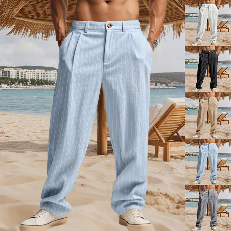 Herren Elegante Freizeithose mit feinem Streifenmuster und komfortablem Schnitt Drune