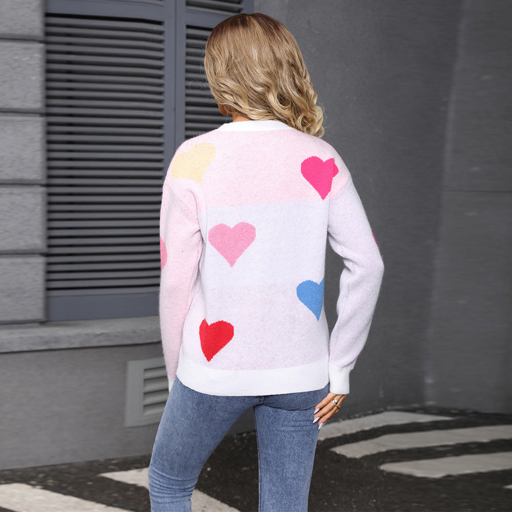 Damen Kuscheliger Pullover mit Herzmotiven und strukturierter Oberfläche Drune
