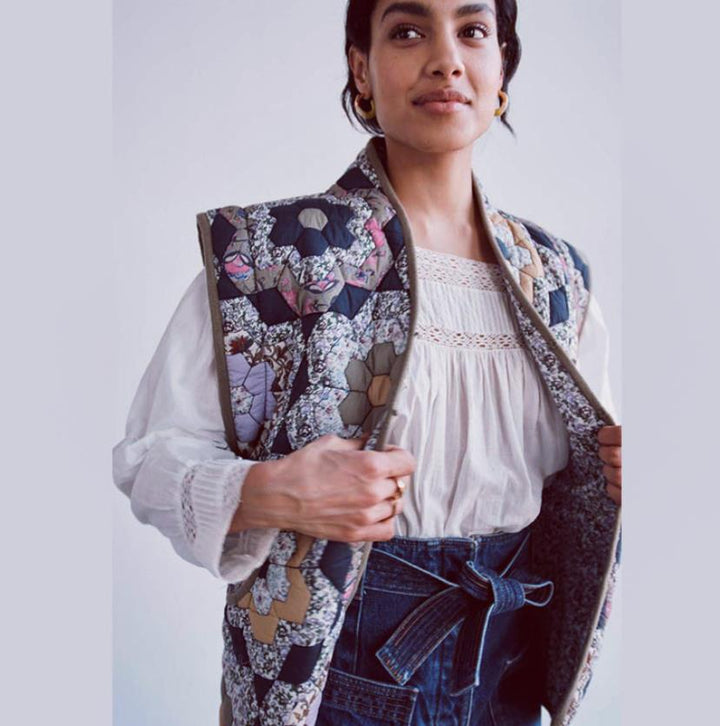 Damen Patchwork-Weste Drune