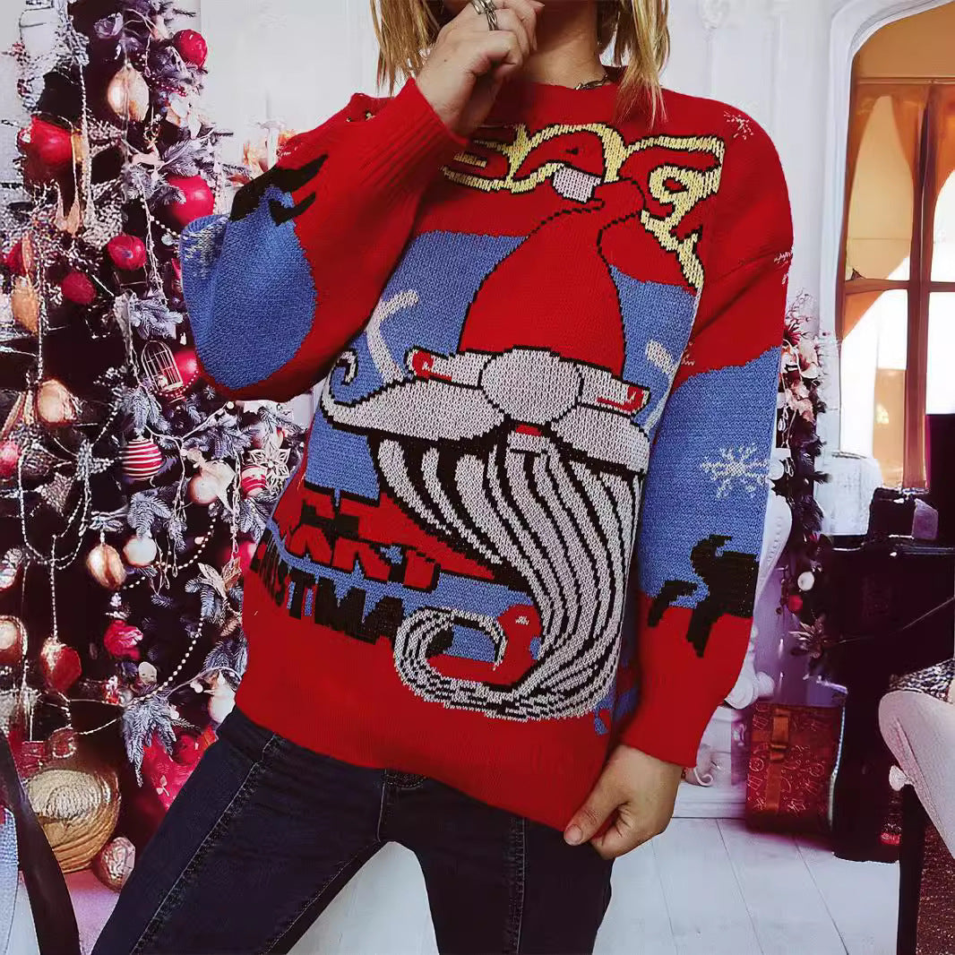 Damen Weihnachts-Pullover mit festlichem Rentier-Motiv und kreativen Designs Drune