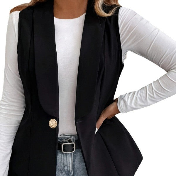 Damen Elegante Blazerjacke mit tailliertem Schnitt und dekorativem Knopf Drune