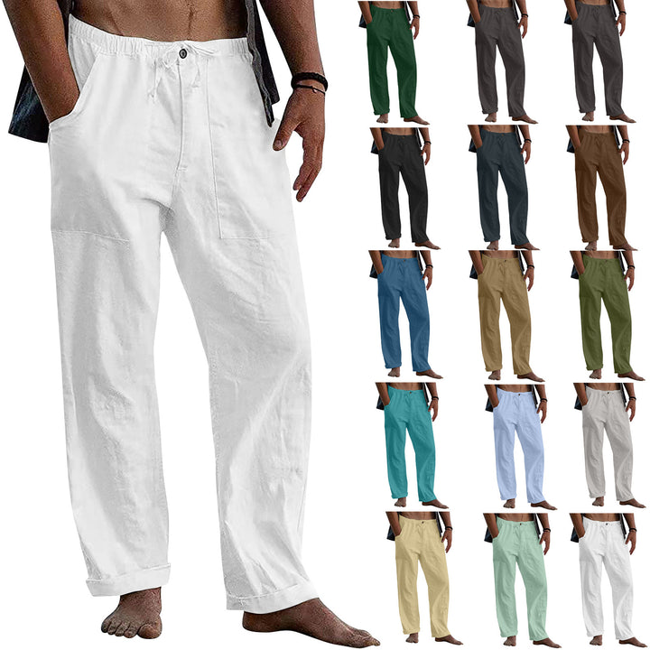 Herren nan leichte Leinenhose mit elastischem Bund und geradem Schnitt Drune