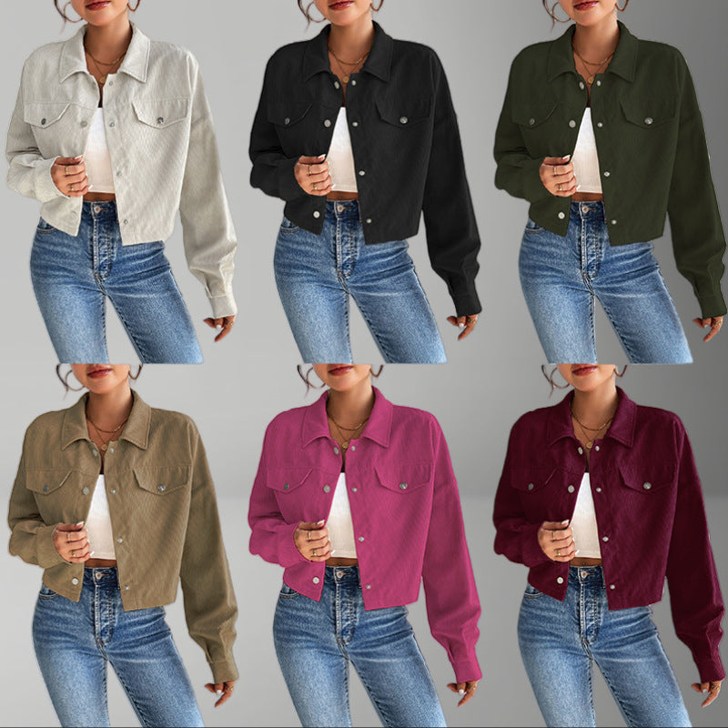 Damen modische Kurzjacke aus Cord Drune