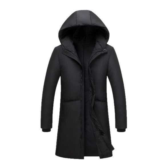 Damen lange Steppjacke mit großzügiger Kapuze und praktischen Taschen Drune