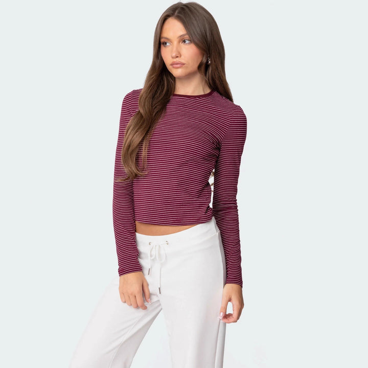Damen Langarmshirt mit bequemen Schnitt und feinen Streifen Drune