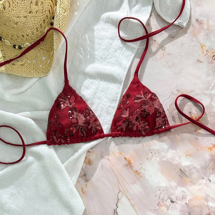 Damen Triangel-Bikini mit funkelnden Pailletten Drune