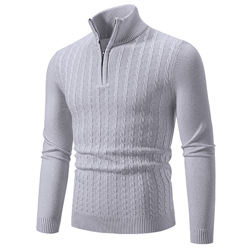 Herren eleganter Strickpullover mit hochabschließendem Reißverschluss Drune