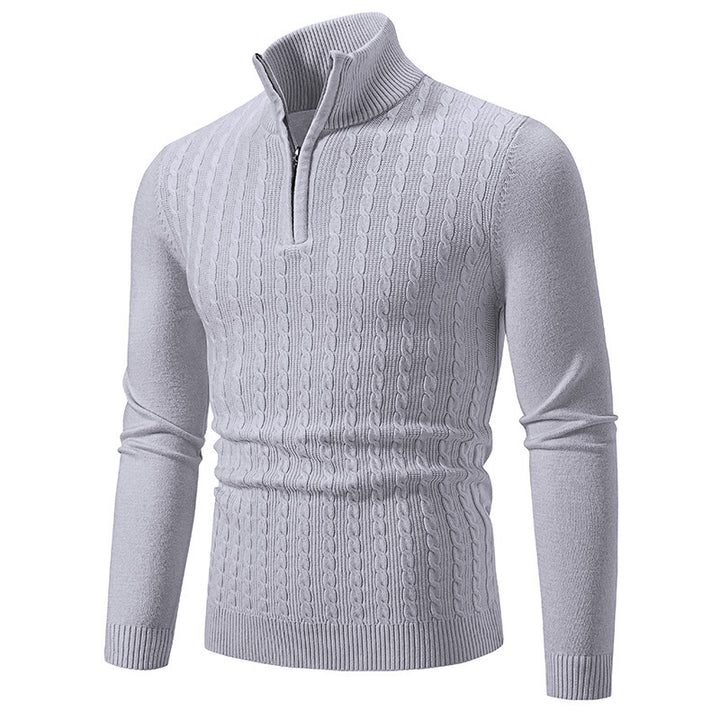 Herren eleganter Strickpullover mit hochabschließendem Reißverschluss Drune