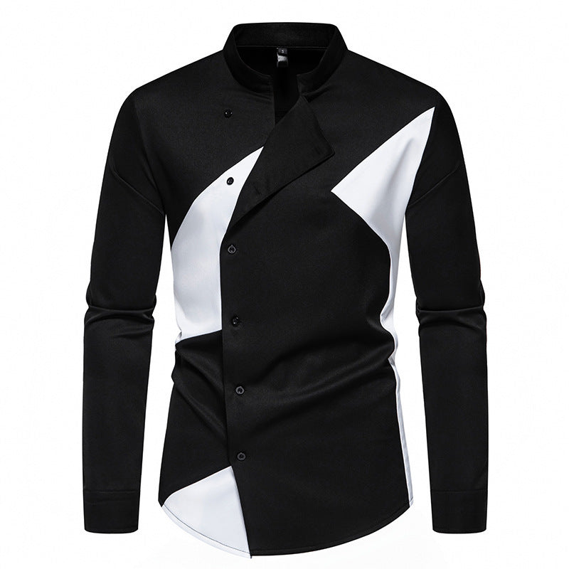 Herren modisches Designerhemd mit asymmetrischem Schnitt und innovativem Knopfdesign Drune