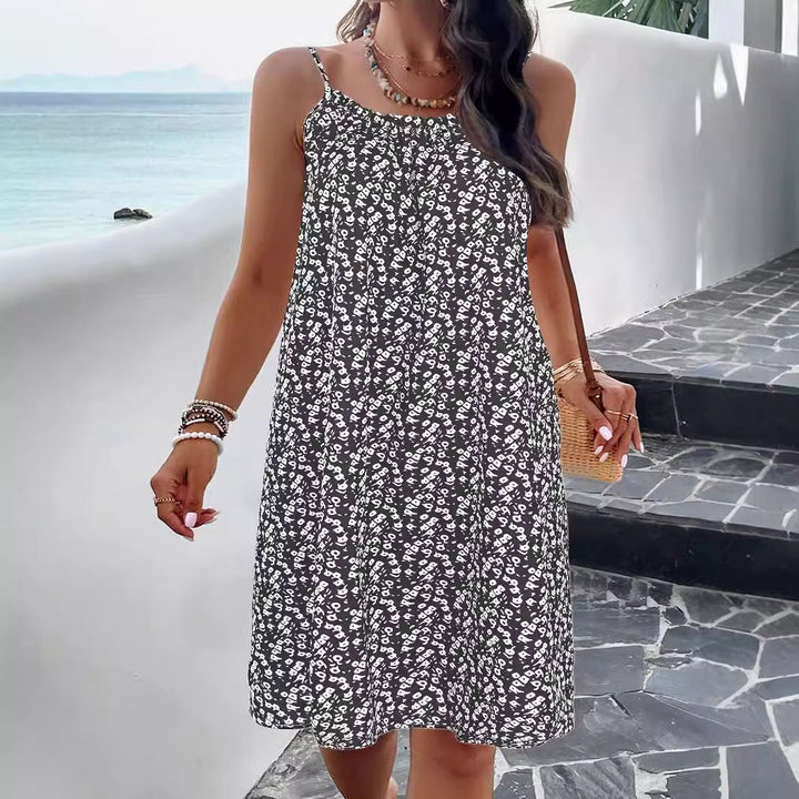 Damen Sommerkleid aus atmungsaktiver Baumwolle mit floralem Muster Drune