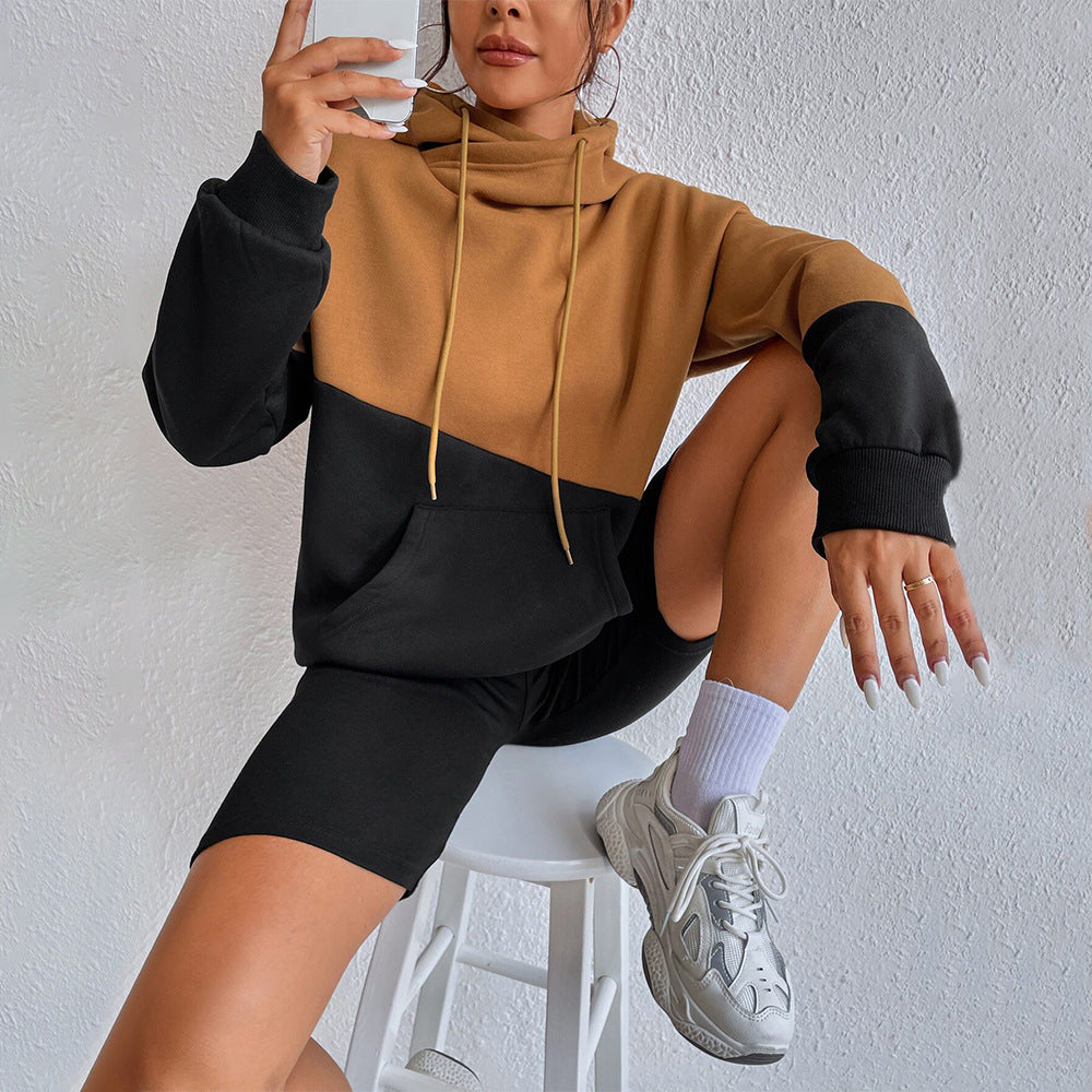 Damen oversized Kapuzenpullover mit Farbblock-Design Drune