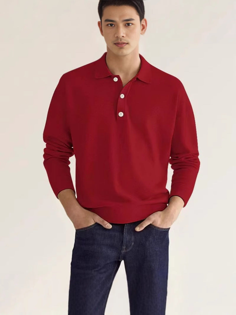 Herren hochwertiges Sweatshirt mit modernem Polo-Kragen und eleganten Knopfdetails Drune