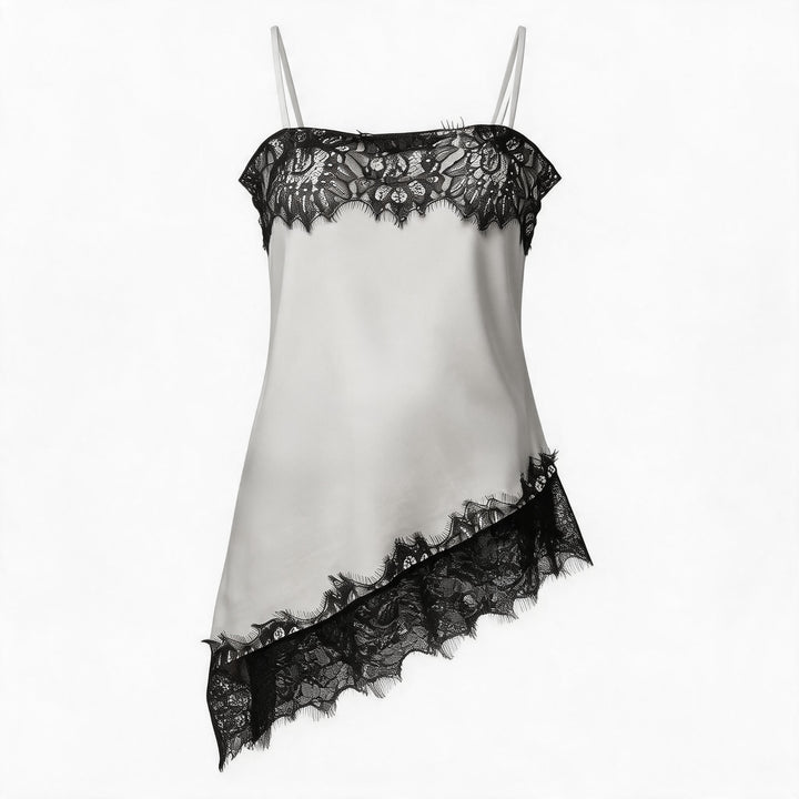 Damen Spitzen-Cami mit asymmetrischem Schnitt Drune