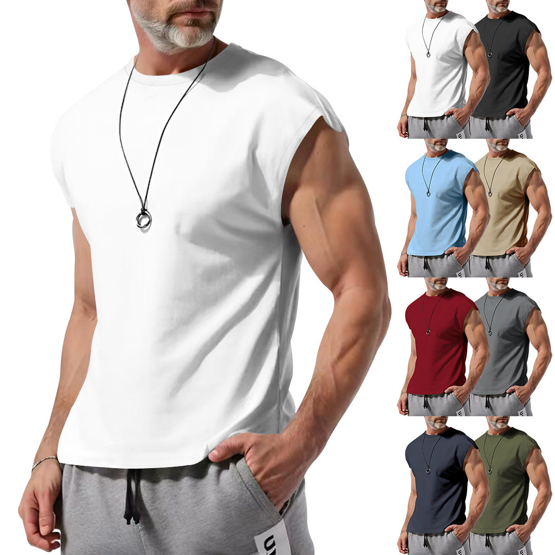 Herren nan athletisches abgeschnittenes Tanktop mit breiten Armöffnungen und Rundhalsausschnitt Drune