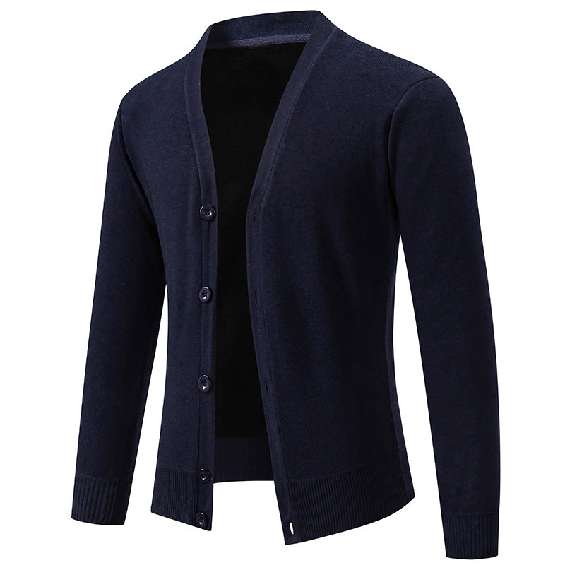 Herren nan leichte Feinstrick-Strickjacke mit V-Ausschnitt, verdeckter Knopfleiste und elastischem Rippbündchen Drune