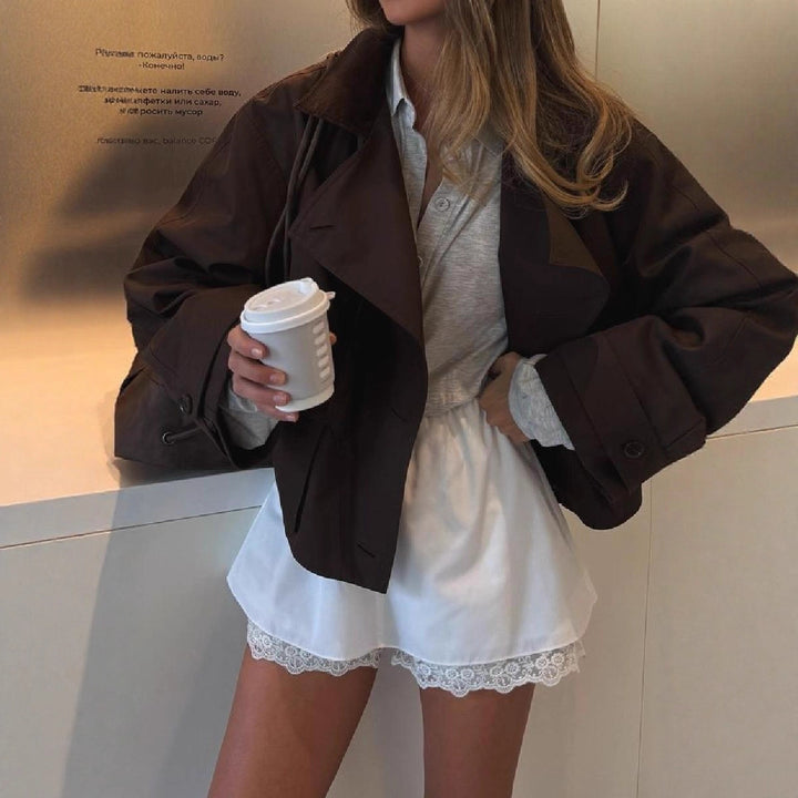 Damen Kurze Jacke mit lässigem Schnitt und großen Taschen Drune