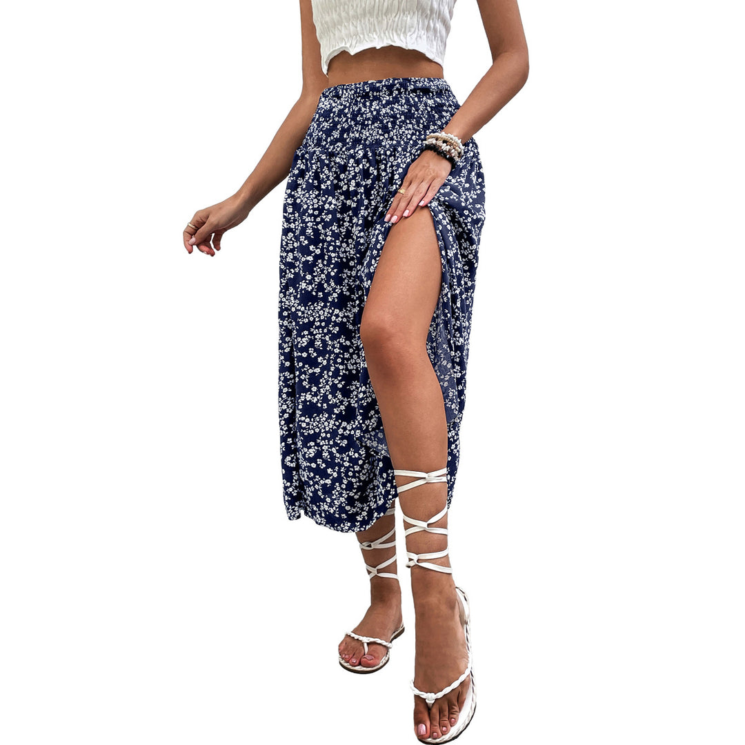 Damen Maxikleid mit floralem Design und elastischem Bund Drune