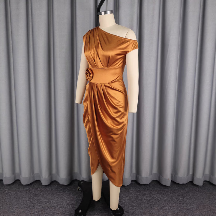 Damen Elegantes Wickelkleid mit 3D-Blütenapplikation Drune
