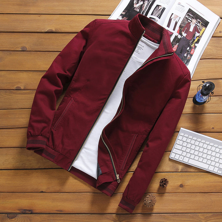 Herren nan sportive Übergangsjacke im Harrington-Stil mit gestreiften Bündchen und Zweiwege-Reißverschluss Drune