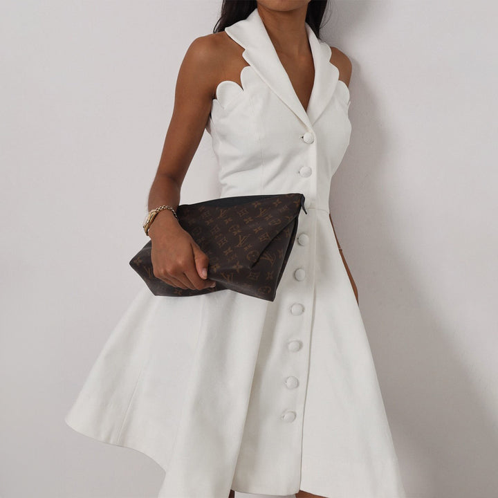 Damen Kleid mit schickem Kragen und Knopfdetails Drune