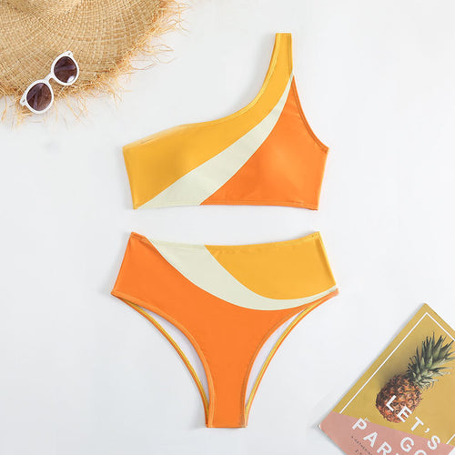 Damen Asymmetrischer Bikini mit detaillierter Farbverlauf-Optik Drune