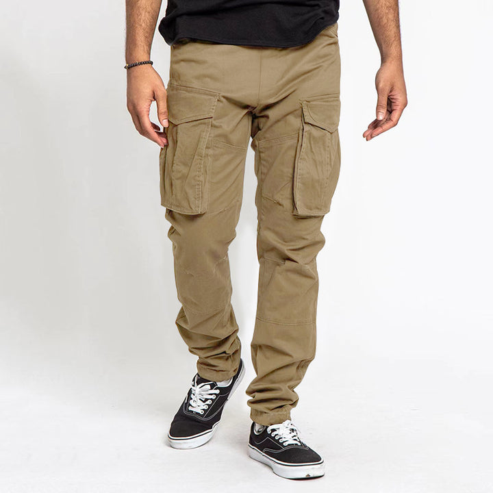Herren nan tapered Cargo-Hose mit großen Klappentaschen, verstärkten Knien und schmal zulaufendem Bein Drune