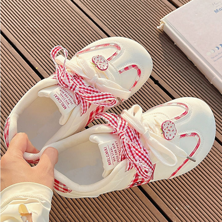 Damen Sneakers mit verspieltem Karomuster und dekorativen Schleifen Drune