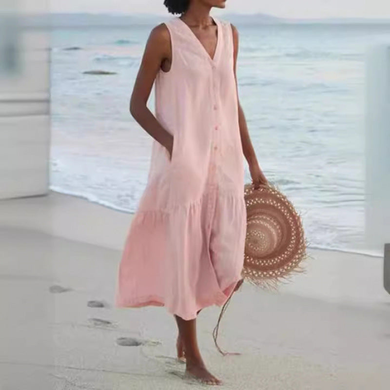 Damen Sommerliches Leinenkleid Drune