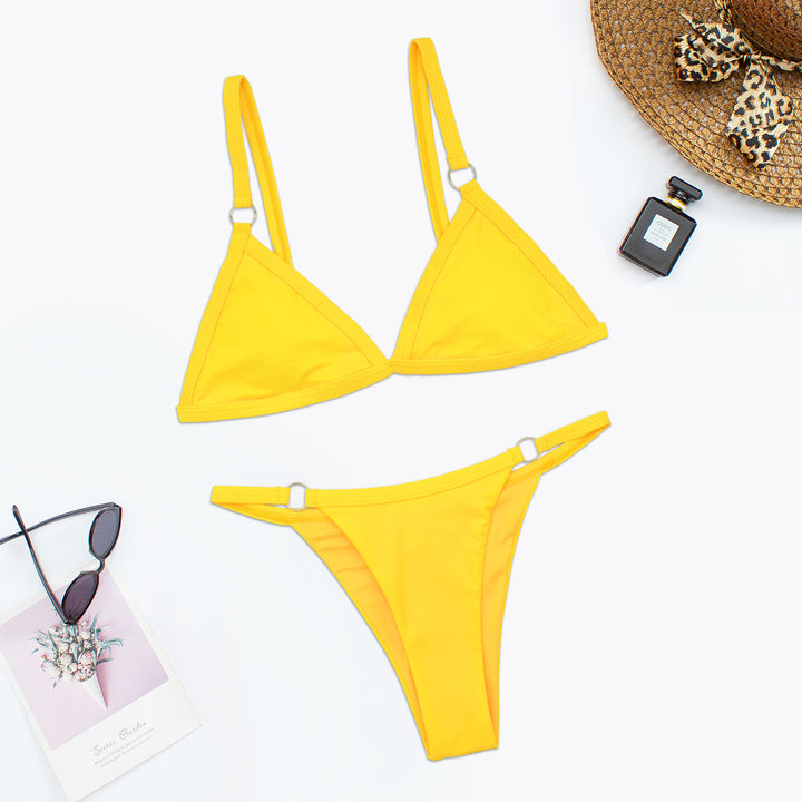 Damen Triangel-Bikini mit verstellbaren Trägern und eleganten Ringdetails Drune