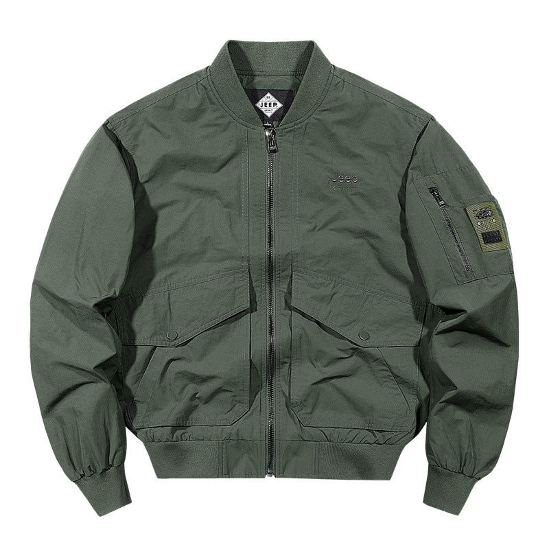 Herren o-Baumwoll-Twill-Arbeitsjacke mit schrägen Handtaschen und geripptem Saum Drune
