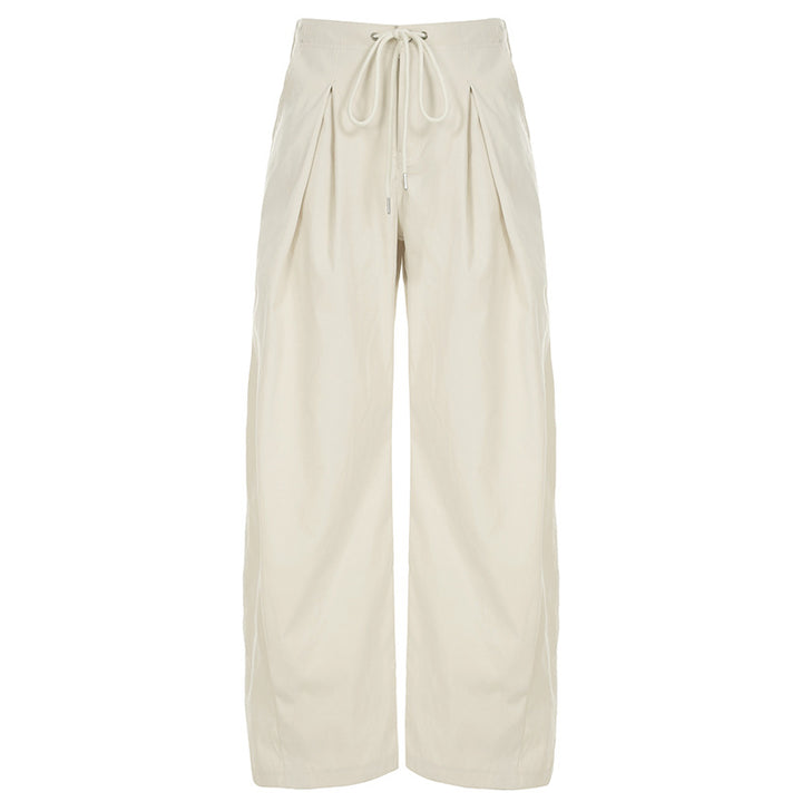 Damen weite stylistische Hose mit dekorativer Taillenbindung und Komfortschnitt Drune