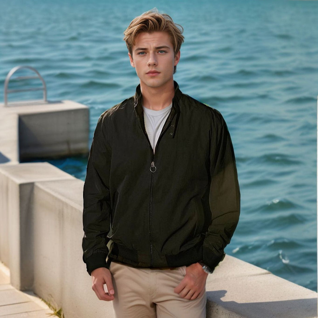 Herren leichte Windjacke mit hohem Kragen Drune