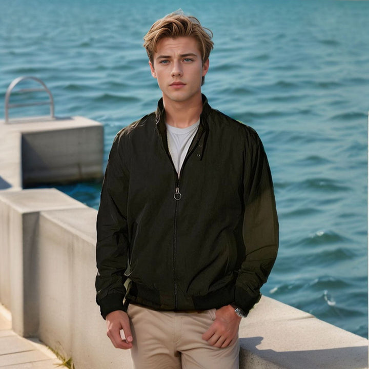 Herren leichte Windjacke mit hohem Kragen Drune