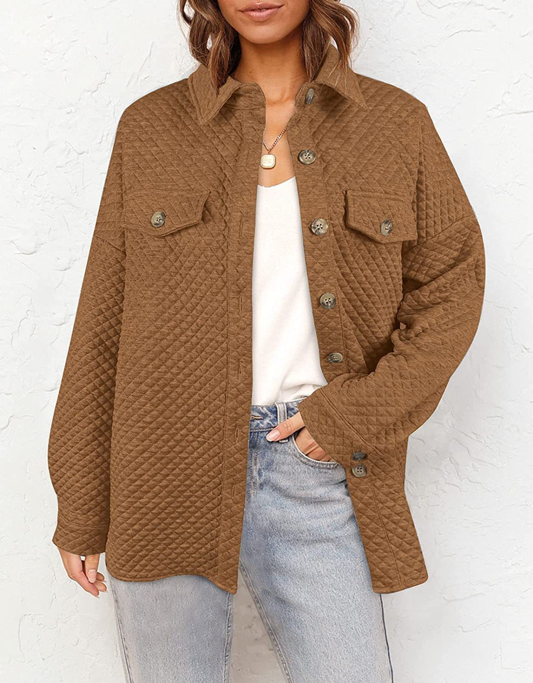 Damen gesteppte Overshirtjacke mit praktischen Brusttaschen und modernem Schnitt Drune