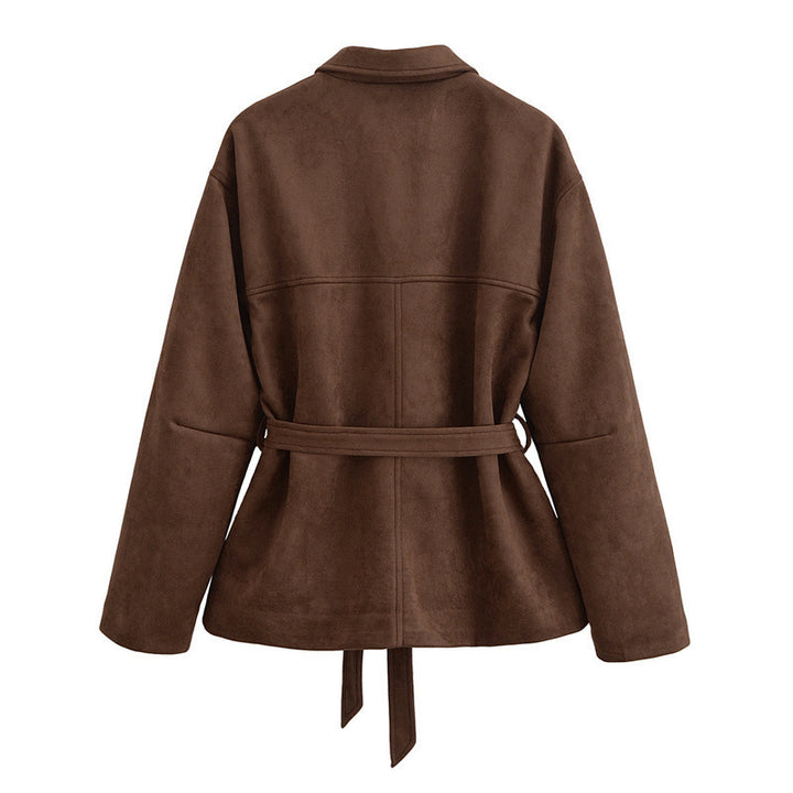 Damen modische Overshirt-Jacke mit Gürtel Drune