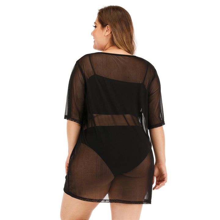 Damen leichter transparenten Strandüberwurf mit voluminösen Ärmeln Drune