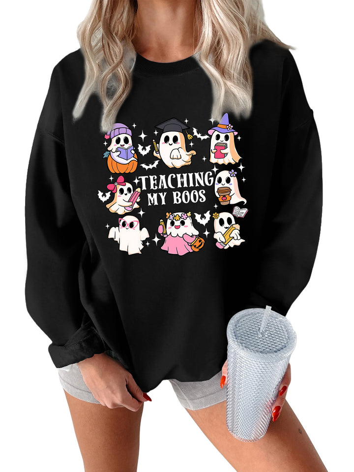 Damen Sweatshirt mit verspieltem Halloween-Motiv und lässigem Schnitt Drune