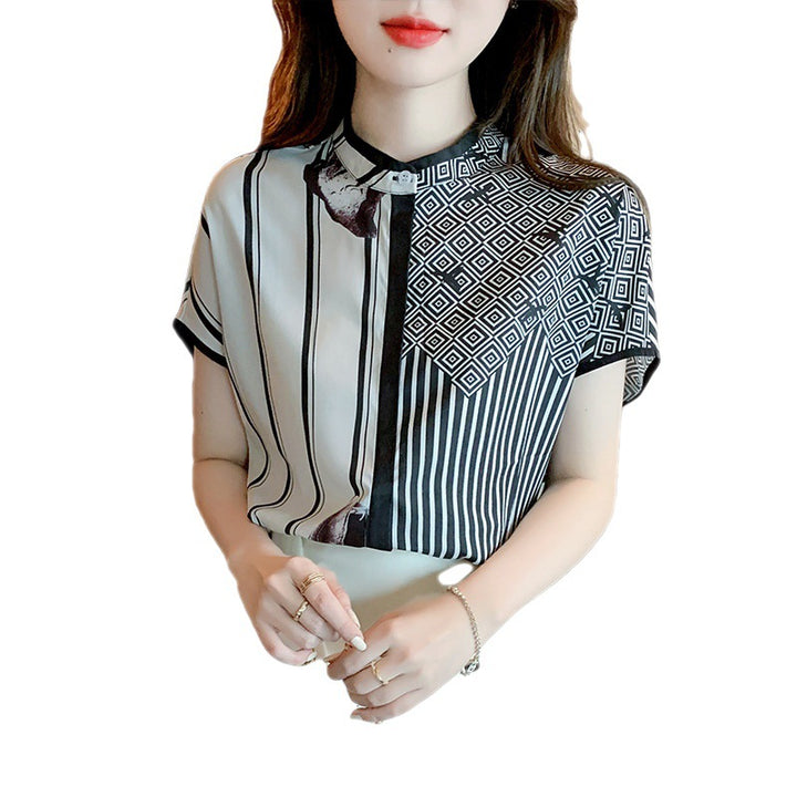 Damen Modische Bluse mit grafischem Muster und eleganten Details Drune