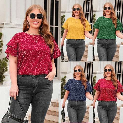 Damen Blusenshirt mit Volants und Punktedesign Drune