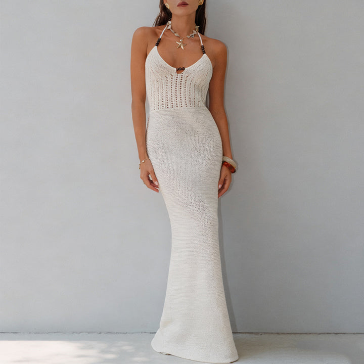 Damen Elegantes Maxikleid mit tiefem V-Ausschnitt und schmalem Schnitt Drune