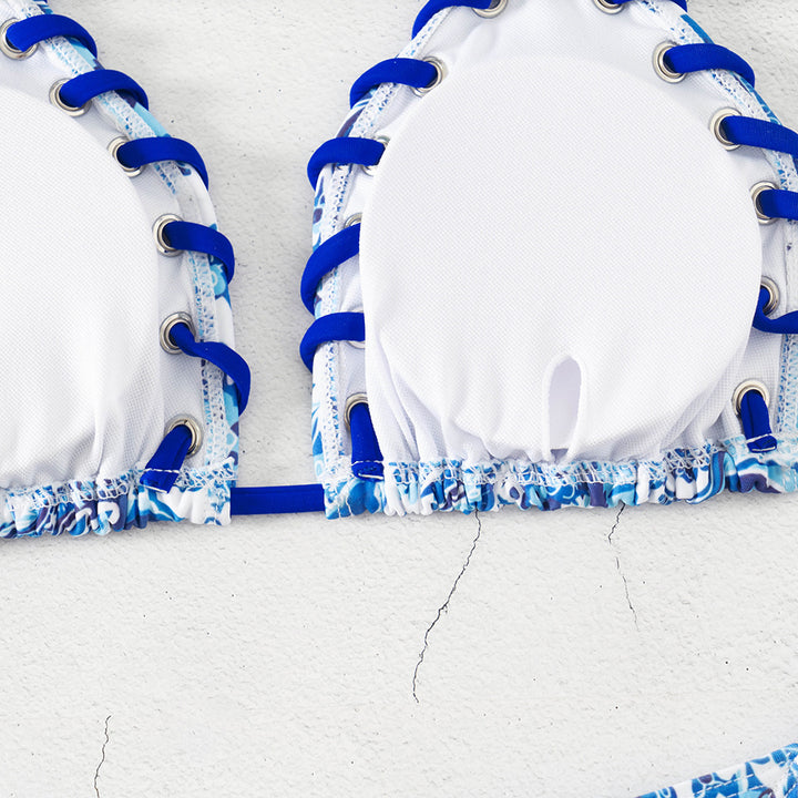 Damen Triangel-Bikini mit verspieltem Schnürdesign Drune