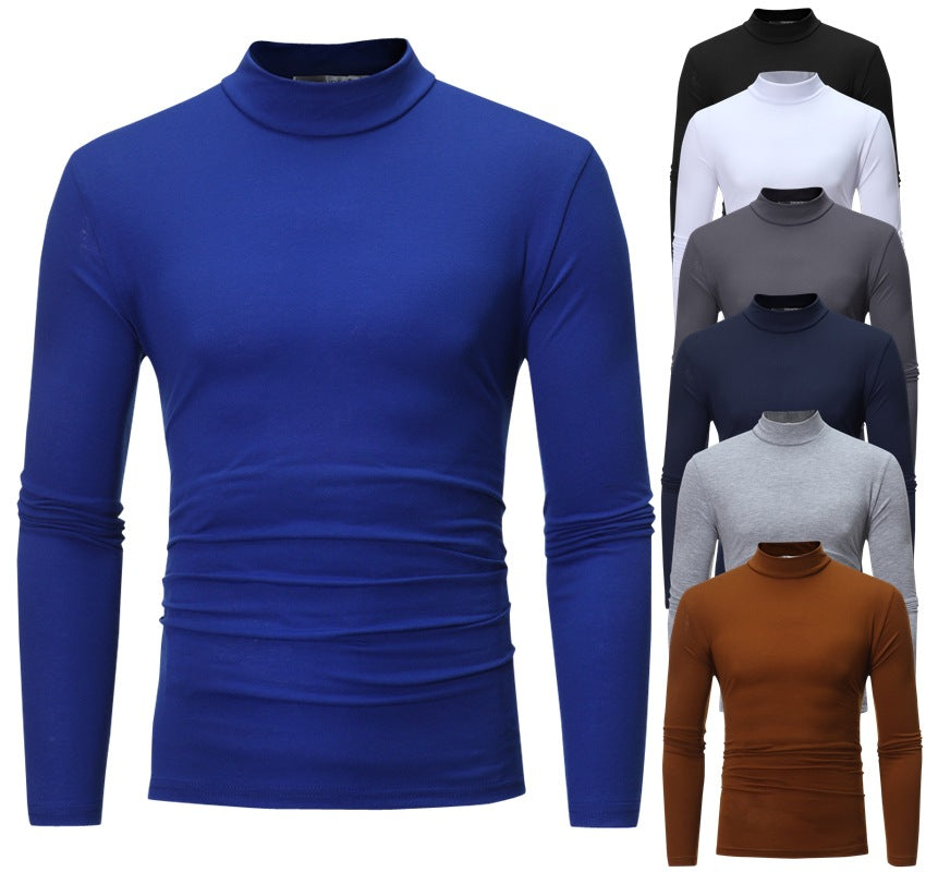 Herren nan tailliertes Langarm-Stehkragen-Shirt aus Stretchjersey Drune