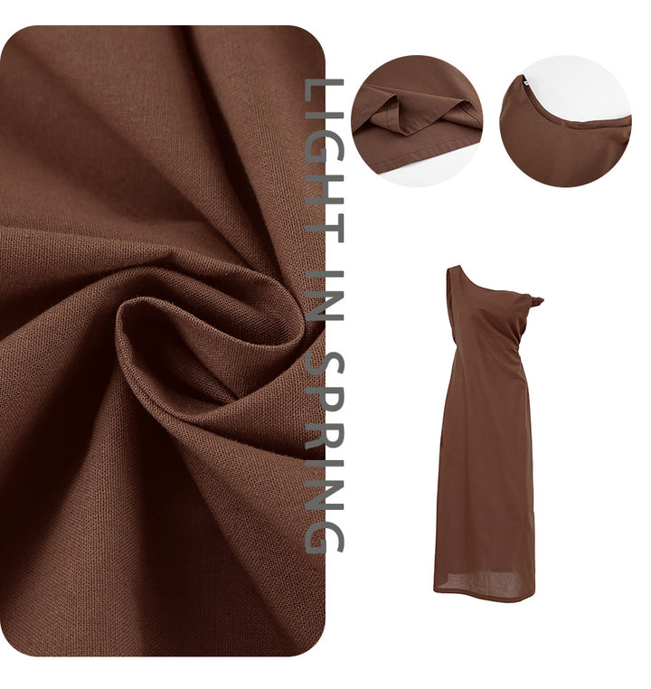 Damen Maxikleid mit asymmetrischem Schnitt und elegantem One-Shoulder-Design Drune