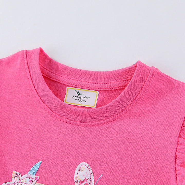 Mädchen T-Shirt mit kreativen Rüschendetails und bezauberndem Einhorn-Motiv Drune