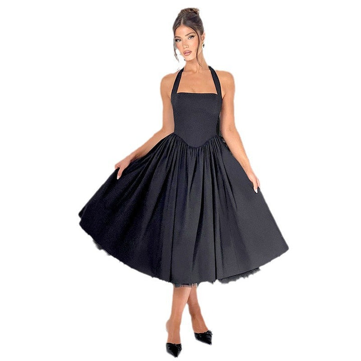 Damen Elegantes Halterneck-Kleid mit voluminösem Rock und eingearbeitetem Tüll Drune