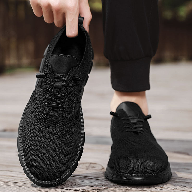 Herren nan gestrickter Business-Casual Schnürer mit Wingtip-Zierlochung und flexibler EVA-Sohle Drune