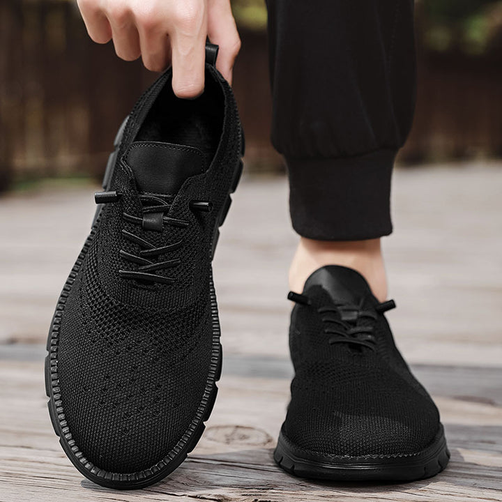 Herren nan gestrickter Business-Casual Schnürer mit Wingtip-Zierlochung und flexibler EVA-Sohle Drune