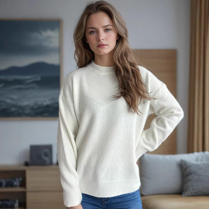 Damen kuscheliger Strickpullover mit modernem Schnitt und lässigen Details Drune
