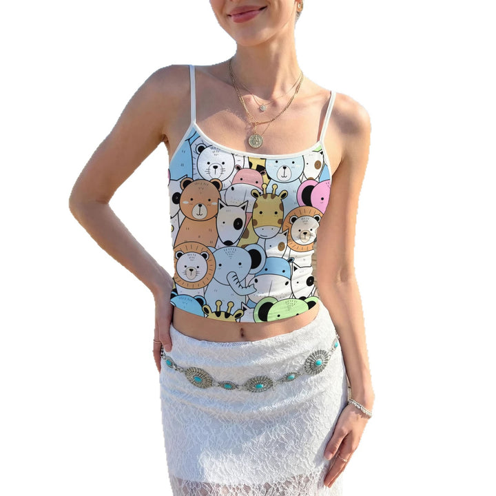 Damen Crop-Top mit floralem Motiv und verstellbaren Trägern Drune